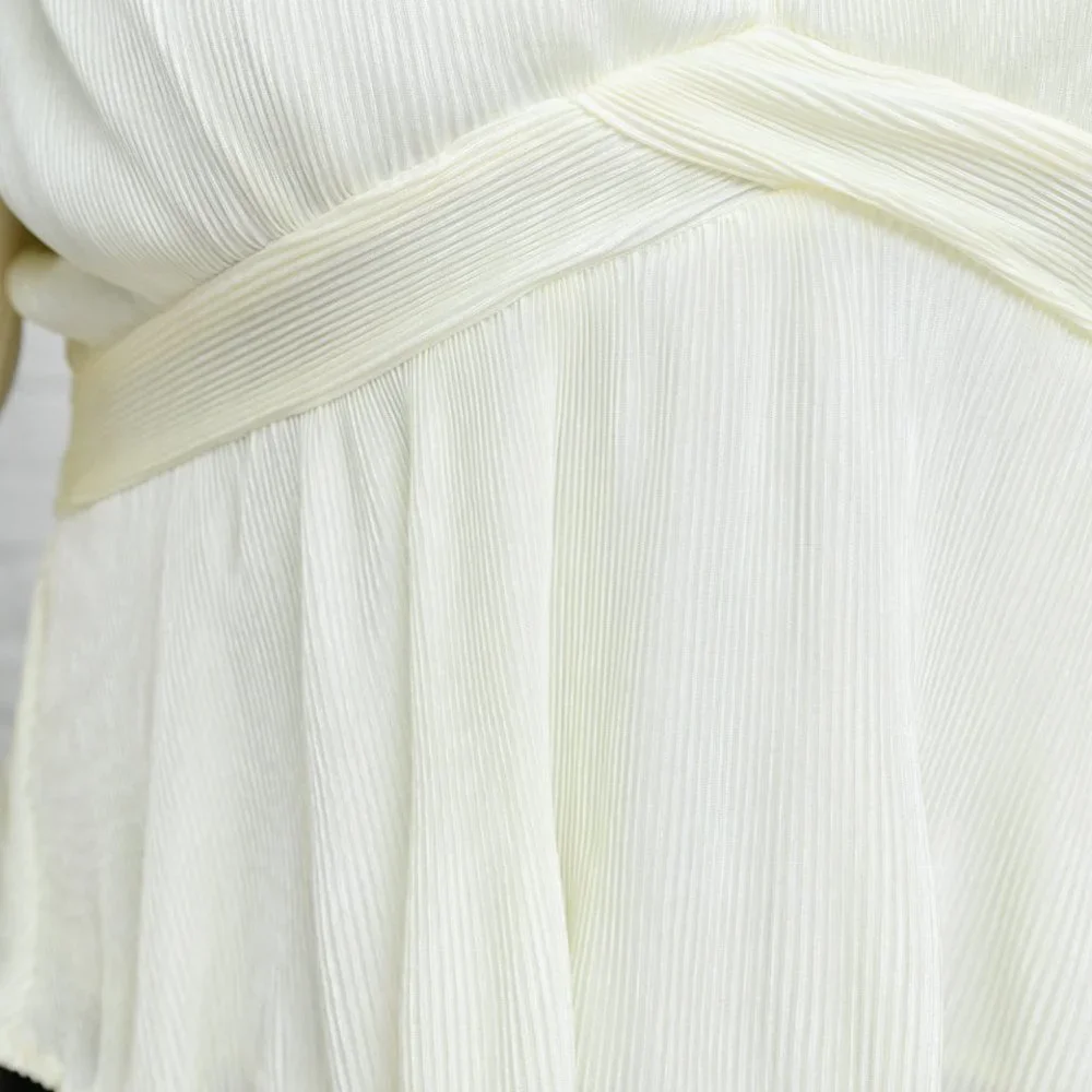 XANIDU LONG SLEEVE V NECK BLOUSE IN WHITE - Picture 4 of 4